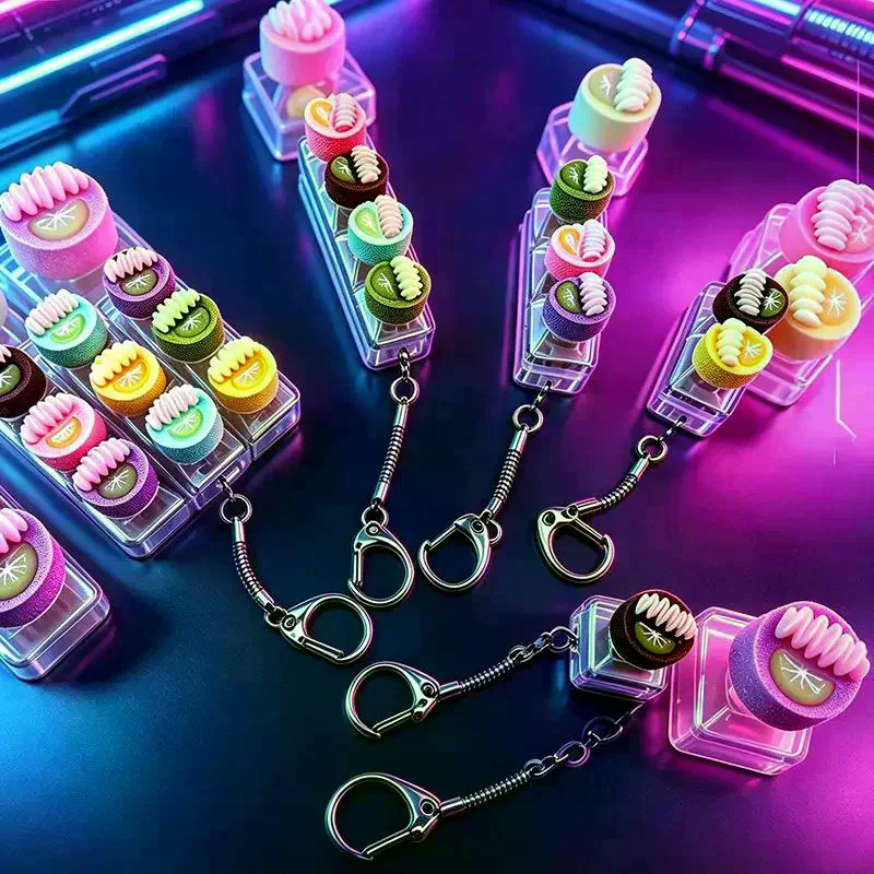 Key Fidget Keychain Mini Dessert Shaped Push Button: 2/3/4/9 Portable Reduce Pressure Daily Commute