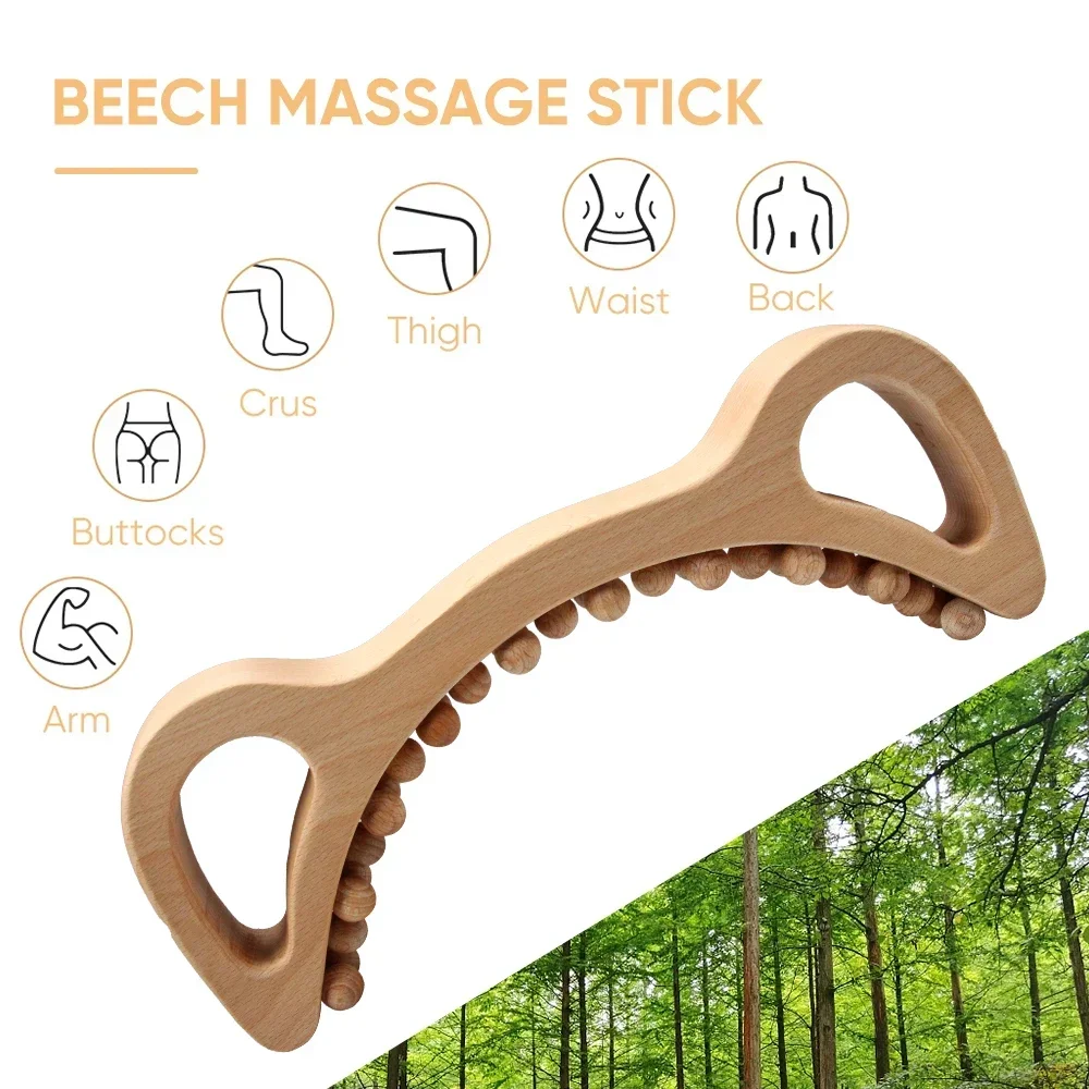 Wooden Trigger Point Massage Brush Wood Therapy Massage Tools Cellulite Reduction for Lymphatic Drainage, Body Sculpting Tool