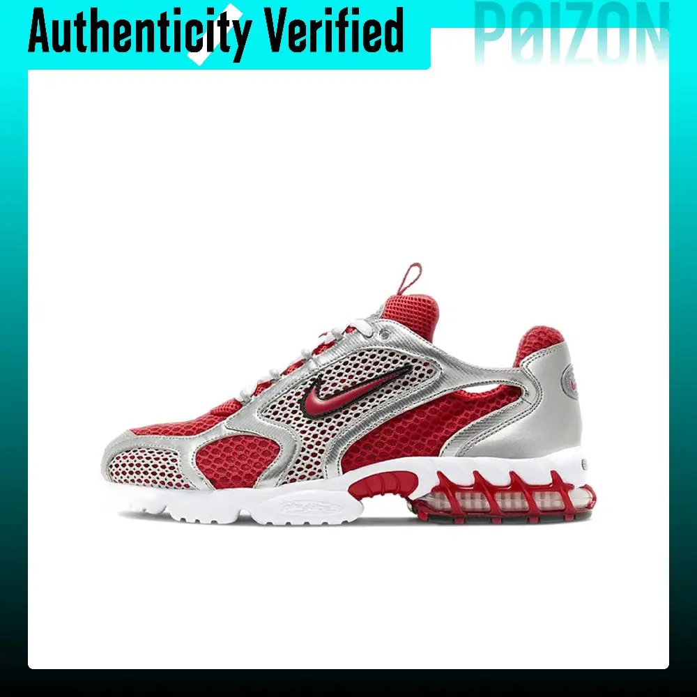 Nike Air Zoom Spiridon Cage 2 Casual Shoes Unisex Low-top Gray Red CJ1288-600