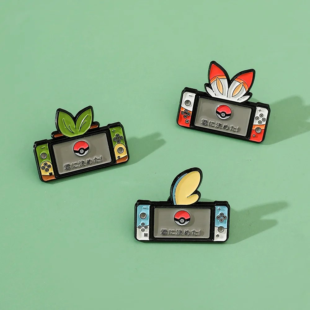 Japanese Cartoon Creative Game Console Design Pokémon Metal Badge Brooch Accessories Y2k Fashion Toys Anime Frind Kawaii