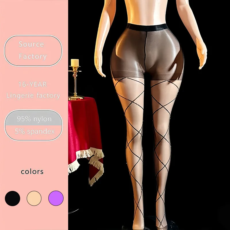 Sexy Pantyhose Long Socks Plaid Sexy Stockings For Women Ultra-Thin Flirtation Solid Color Smooth Pantyhose For Woman Charm L9E5