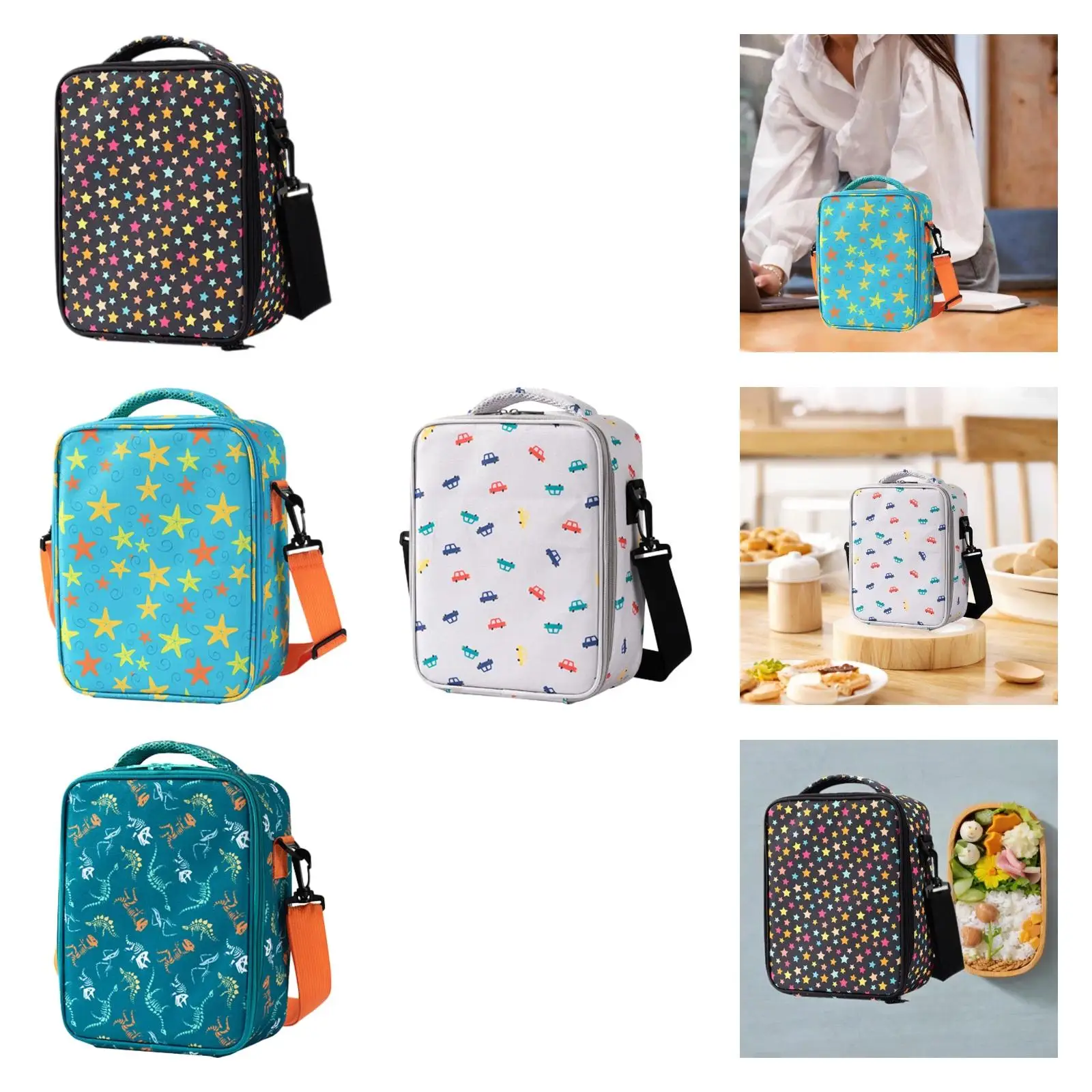 Insulated Lunch Box Food Carrier Reusable Food Delivery Bag Insulated Bag Thermal Bag for Picnic Work Kids Adults Travel Office