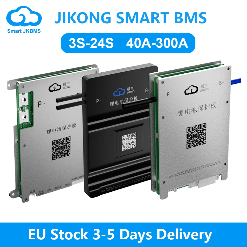 JIKONG JK BMS 4S~24S Smart BMS with Heat CAN RS485 BT APP 0.4A~2A Active Balance BMS for LiFePo4 Li-ion LTO Battery 40A-300A