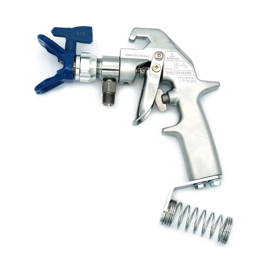 CHARHS 345bar Airless Paint Spray Gun with Repair Kit No Filter Inlet Connector: 1/4″NPS Output Connector: 7/8″ 2-Finger Trigger