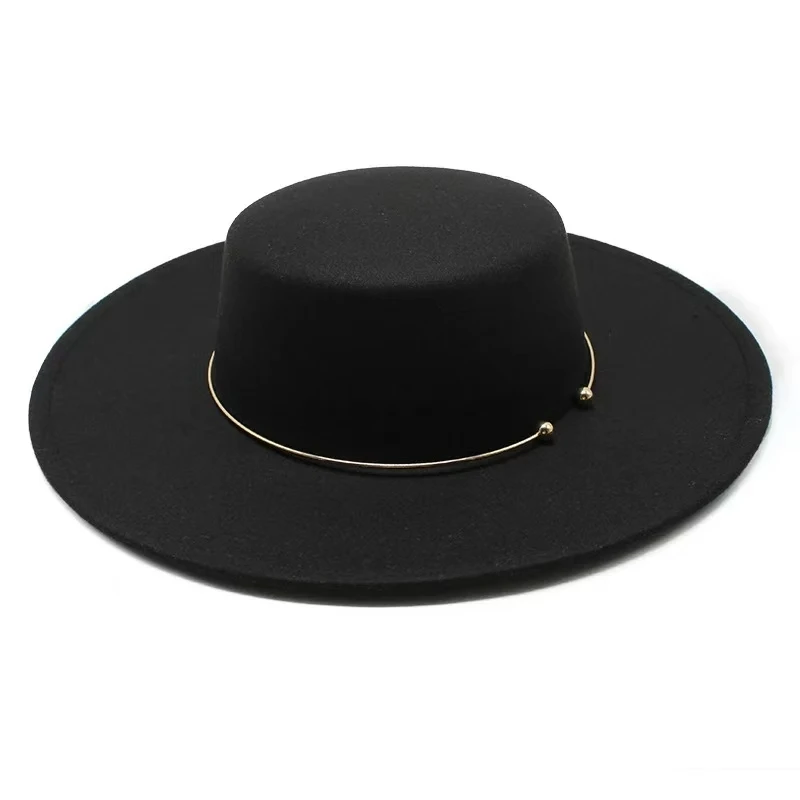 Fashion Fedora Hats for Women Flat Top Fashion Elegant Bowler Dress Caps Panama Church Wedding Ribbon Band Hat Men Felt Jazz Hat