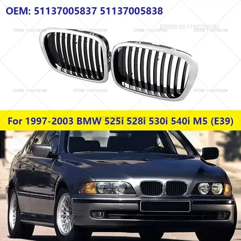 1997-2003 BMW 525i 528i 530i 540i M5 (E39) 크롬 블랙 프론트 신장 그릴 자동차 액세서리 51137005837 51137005838