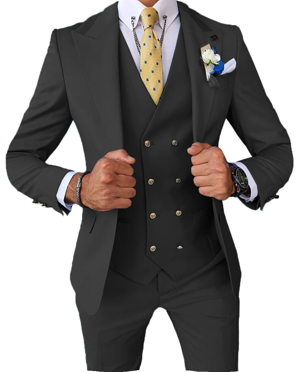 Men's Suit Jacket Vest Pants Fashion Boutique Casual Business Male Groom Wedding Tuxedo Dress 3 Pieces Set Blazers Coat