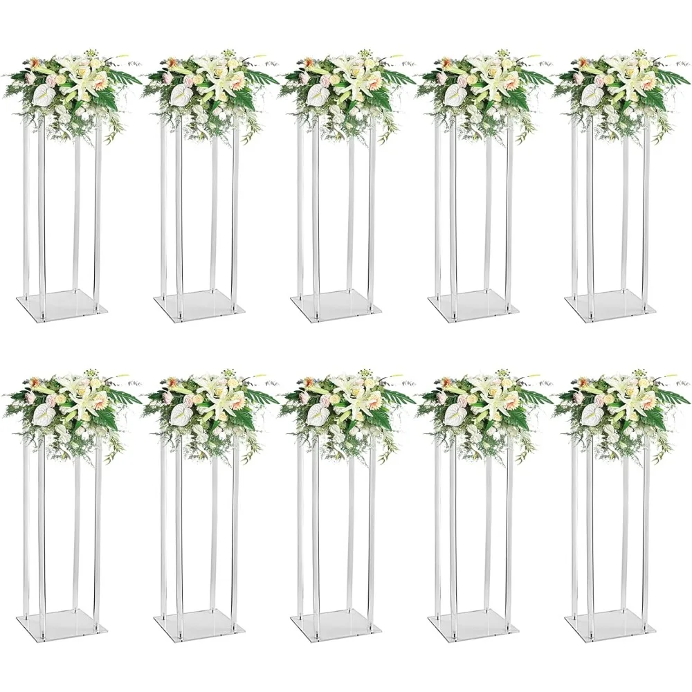 

10 Pcs Acrylic Clear Vases for Wedding Centerpieces, 31.5" Tall Flower Stand, Engagement Home Party Table Decor Centerpiece Vase