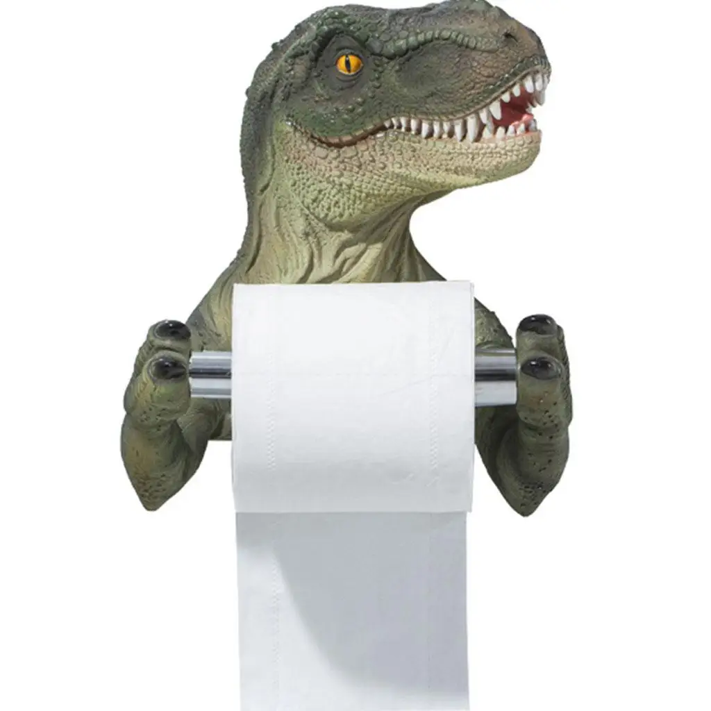 Porte-papier toilette décoratif en forme de dinosaure, support mural en résine pour l'organisation créative de la salle de bain