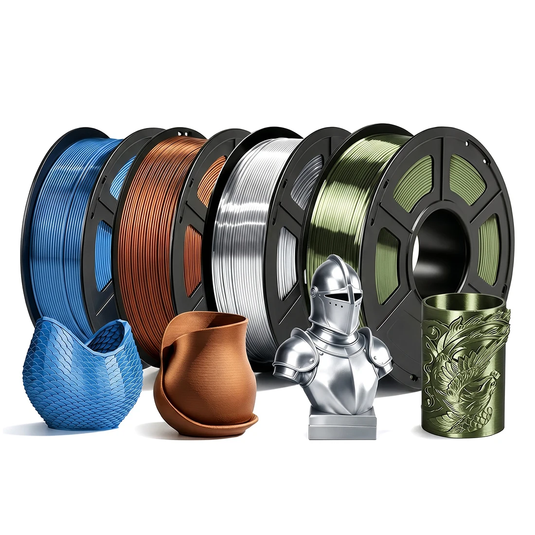 250g PLA Seidenbronze 3D-Drucker-Filament Seide Kupfer, Silber 1,75mm 3D-Druckmaterial PLA Silber Blau Vakuumverpackung 250gx4