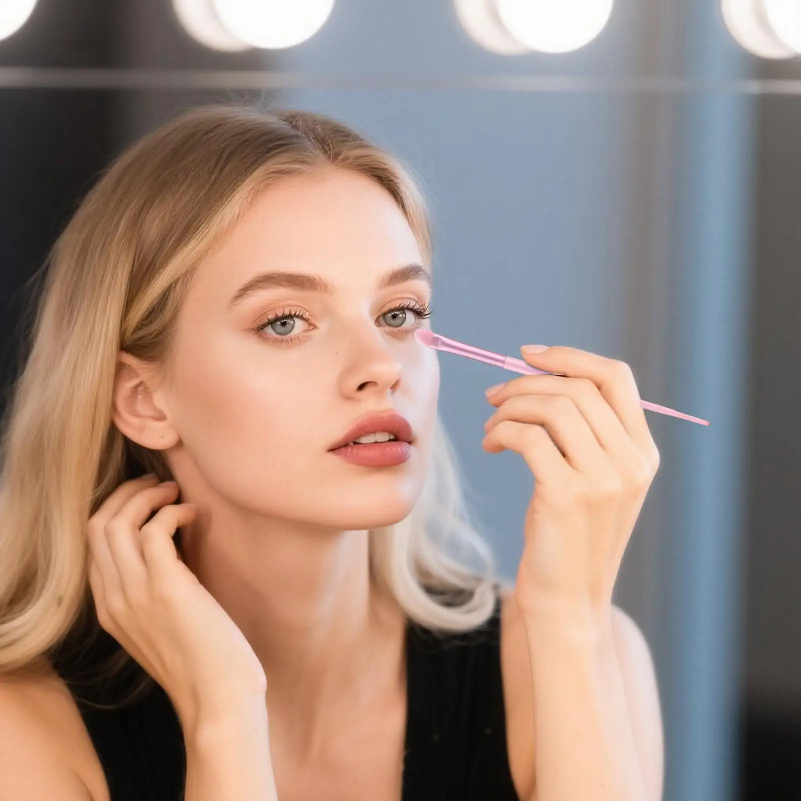 Zestaw 6 pędzli do makijażu oczu z miękkim włosiem, pędzle do makijażu twarzy, pędzle do cieni do powiek do pudru, kremu, blendowania dla kobiet i dziewcząt.