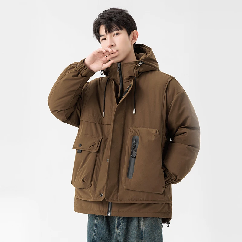 Men's Winter Puffer Jacket Thickened White Duck down Hooded Mountain Series Warm Couple's Outerwear Loosely Fit Chinese Brand
