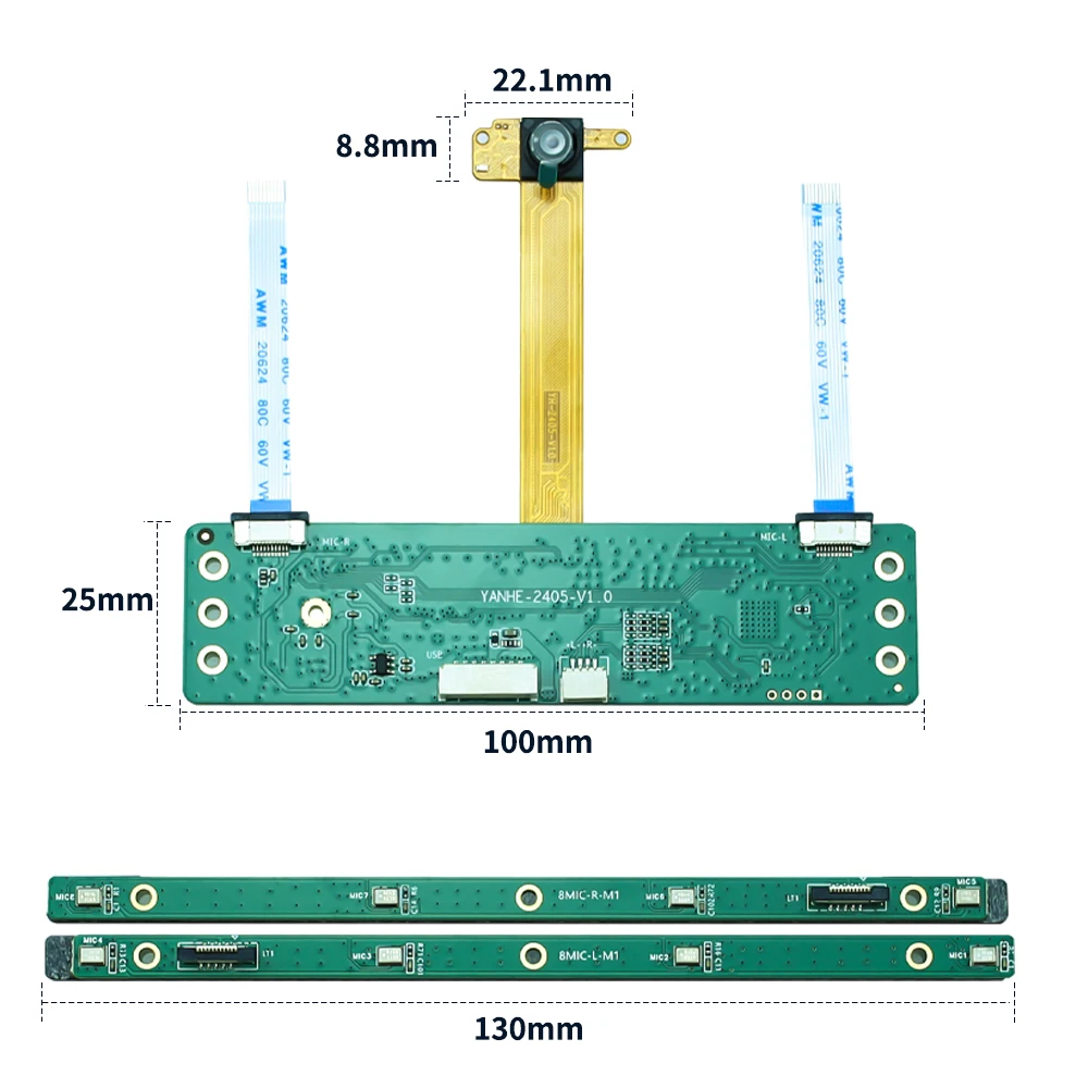 32MP Cameramodules 8 Mic Array 1080P 4K 25FPS FF USB 2.0 3.0 Drivervrij Android Windows Linux Voor Videoconferenties