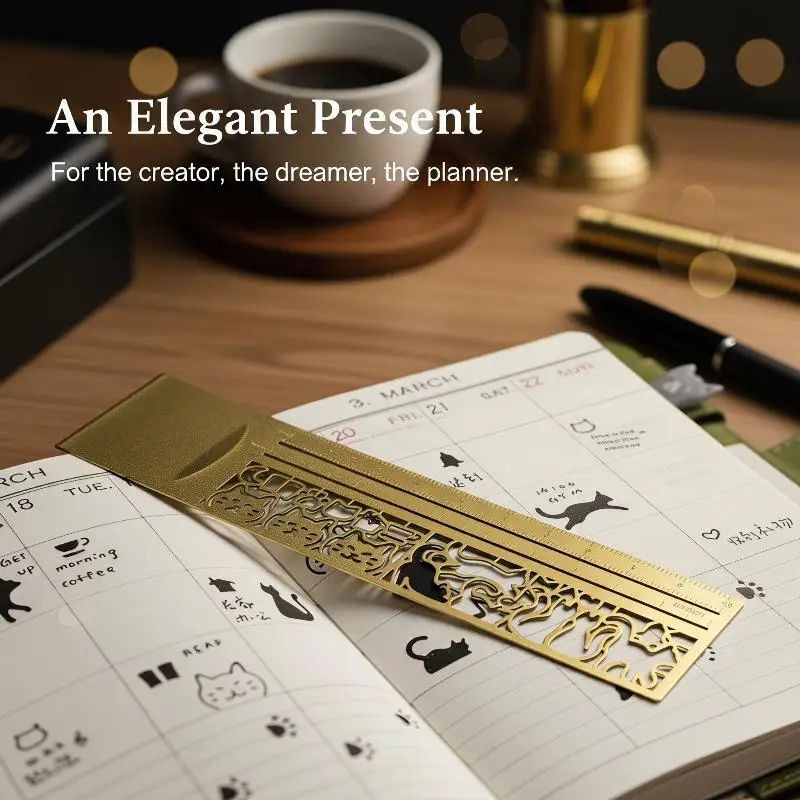 Cute Cat Double Sided Ruler Bookmark 1Pc Multi-Function Measuring Marker for Diary Planner Journal Notes Students