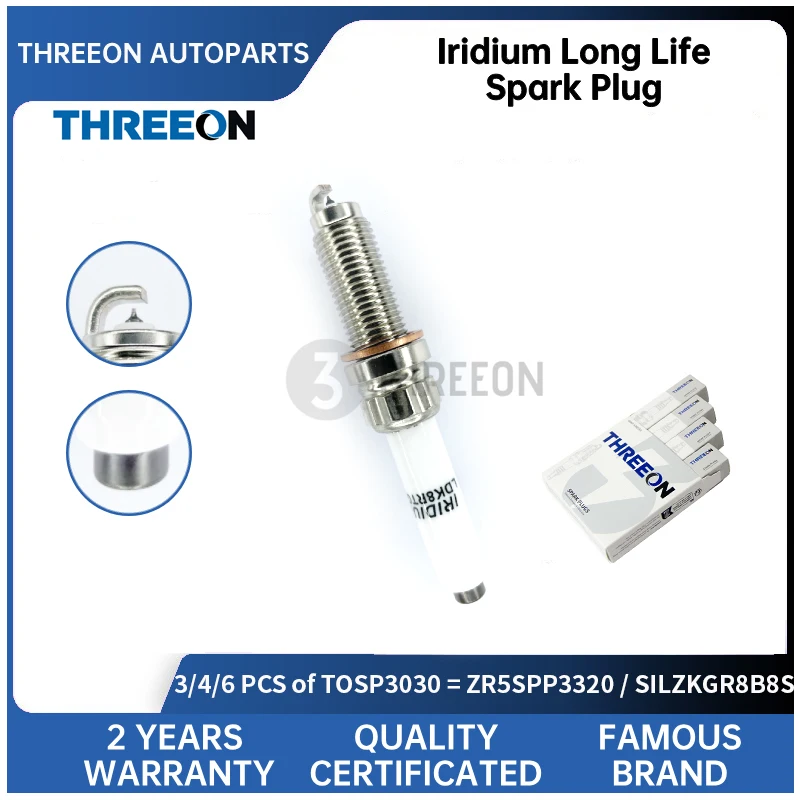 

3/4/6 шт. Иридиевая свеча зажигания THREEON для BMW B38 B48 118i 120i трехцилиндровый двигатель B38A15 12122455258 12120040551 TOSP3030