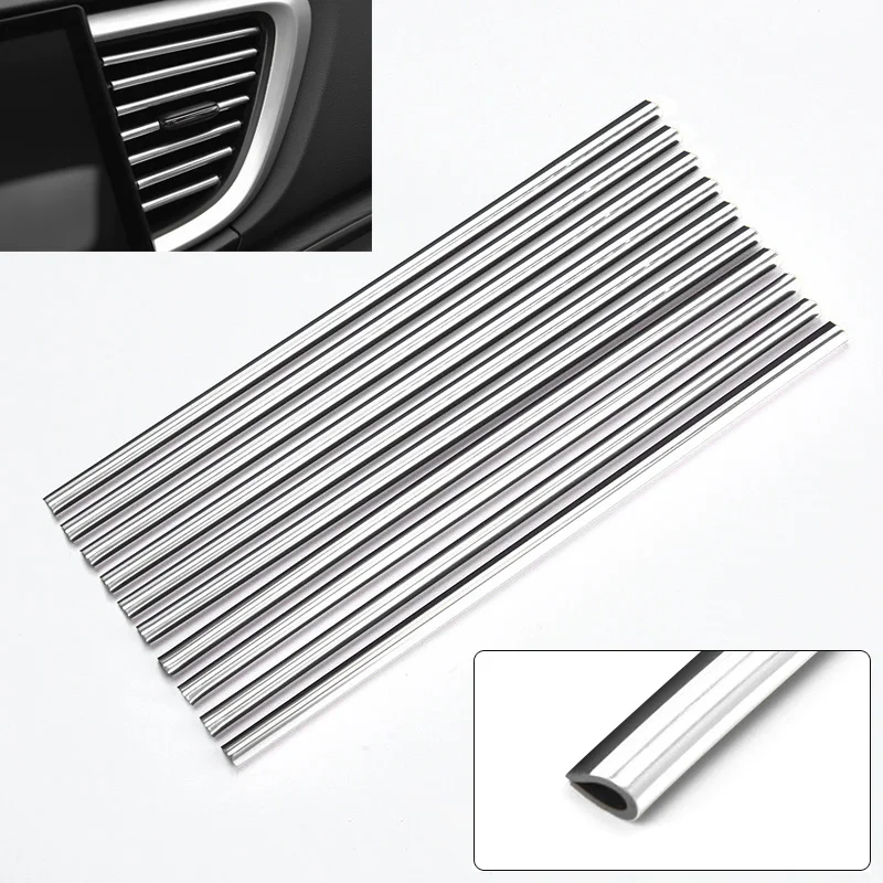 10/5pc 20cm Car Air Conditioner Vent Outlet Decorative Strip U Shape Interior Moulding Trim Strips Decor Car Styling Accessories