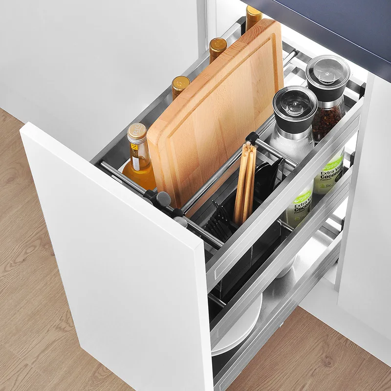 鉄製キッチンキャビネット収納スライド式引き出しオーガナイザー家庭用自立型狭い引き出しステンレス鋼スパイス容器