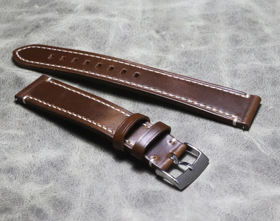 Handmade Men's Genuine Leather Lengthened Watchband 20mm 22mm long high quality Extended Watch Band large size Strap Wrist Belt