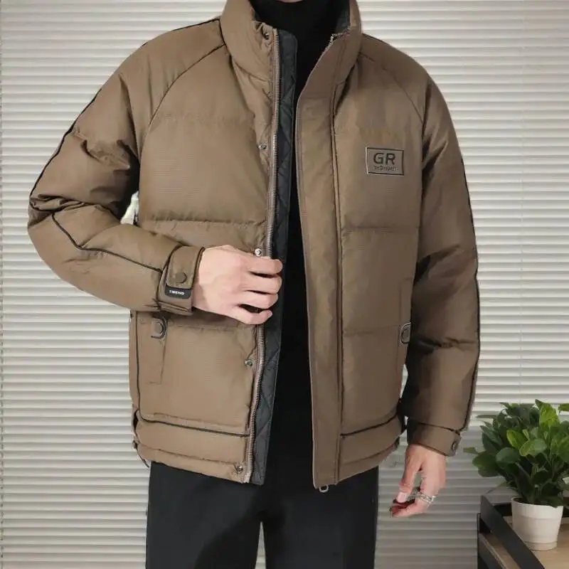 Men's Down Jacket Winter 2025 Trendy Handsome Sportwear Thick Warm Coats Male Outdoor Stand Up Collar White Duck Donw Jacket