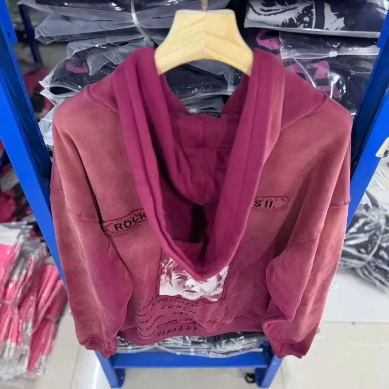 Y2K Retro Hoodies Personalized Patterns Printed High Street Women's Men's Cardigan Hoody Sweatshirts