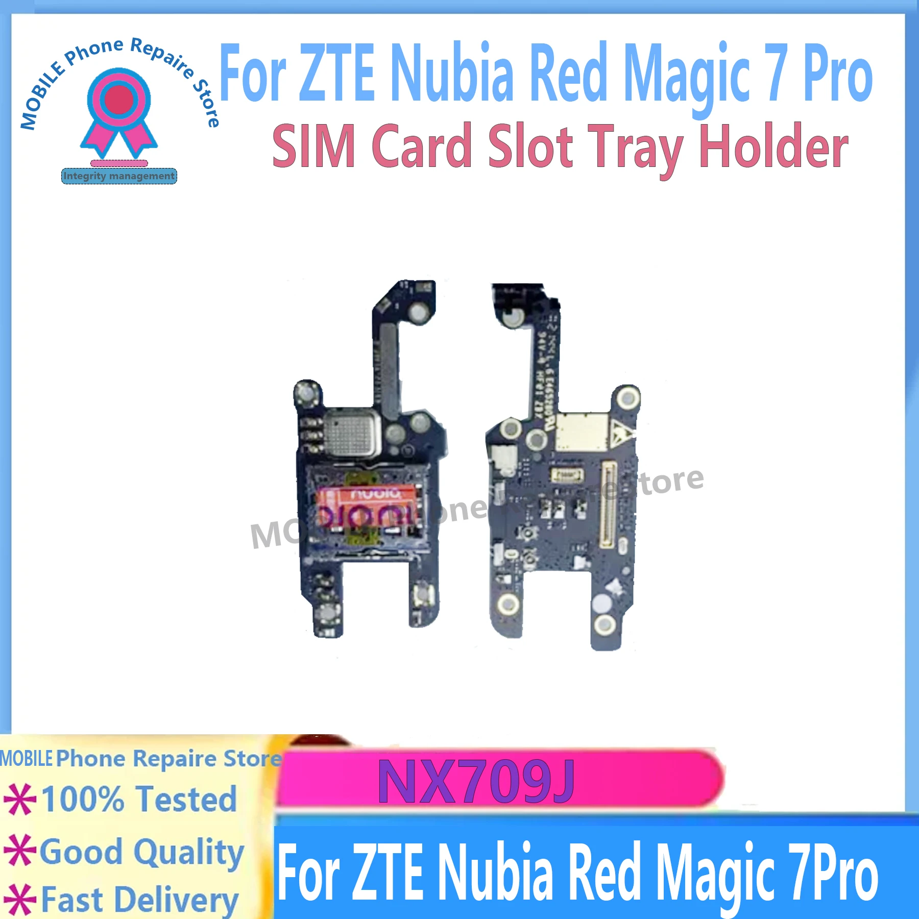 

Original MIC Microphone Board SIM Card Slot Tray Holder For ZTE Nubia Red Magic 7 Pro NX709J Phone Flex Cable Replacement Parts