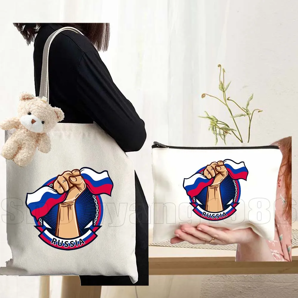 

3pcs Moscow Matryoshka Russian Soviet Tourist Nesting Dolls Canvas Shoulder Totes Bag Handbags Totes Bag Cotton Shopping Bags