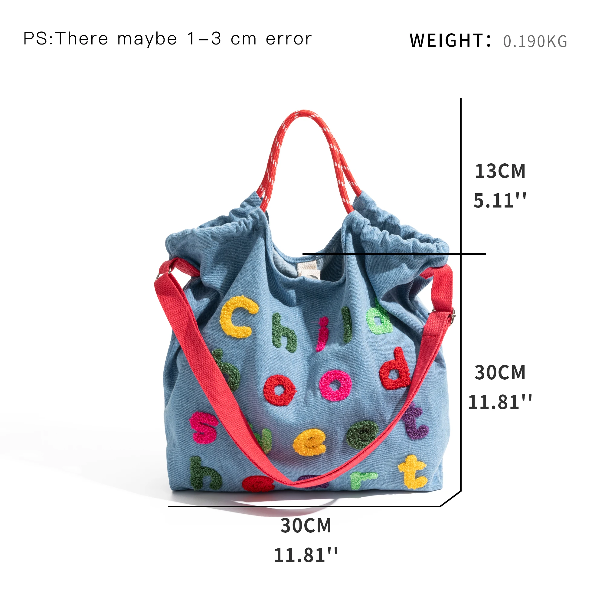 KOKOPEAS Canvas Embroidey Fashion Woman Tote Handbag Square Denim Vintage Female Shoulder Purse Simple Girl School Bag