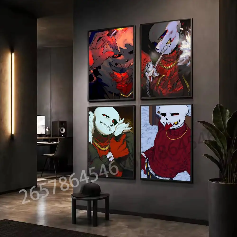 u-Underfell Fell Sans Undertale Wall Art Poster Print Wall Decor for Living Room Bedroom Home Decoration