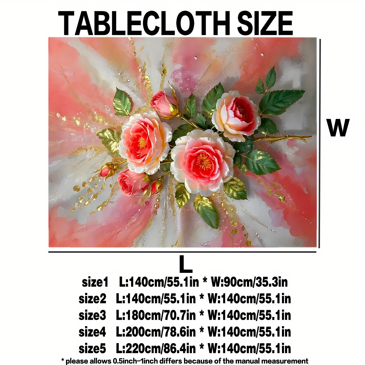 Elegant Floral Waterproof Tablecloth Runner for Dining Room Centerpiece Washable Decorative Table Cover