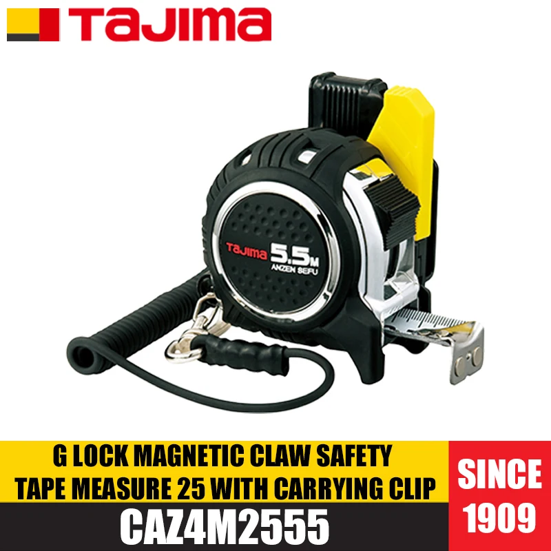 TAJIMA CAZ4M2555/CAZ4M2575 G LOCK cinta métrica de seguridad con garra magnética 25 con Clip de transporte herramientas manuales de escala de doble cara