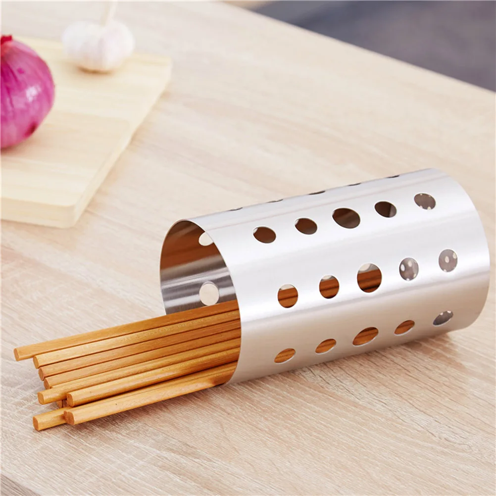 

304 Stainless Steel Utensil Holder Holey Chopsticks Organizer Countertop Storage Cookware Canister Lightweight