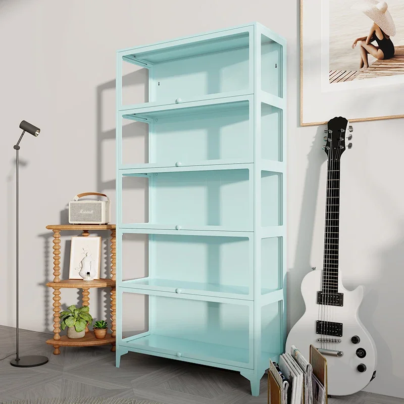 Figure Display Cabinet Glass Display Cabinet Living Room Transparent Display Stand Steel Household Dust Storage Cabinet