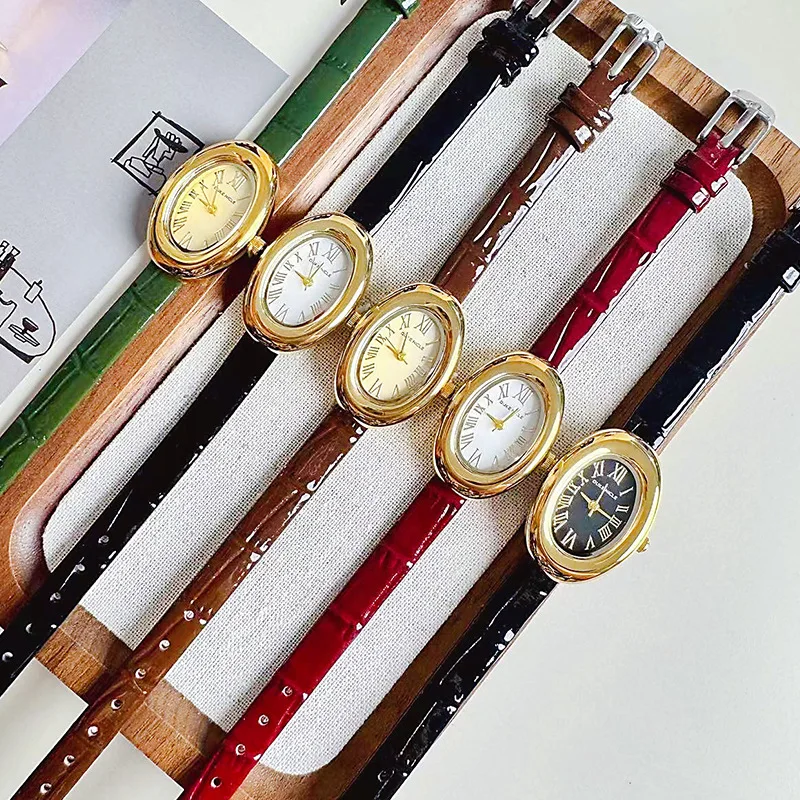 ساعة يد نسائية رائعة، شكل بيضاوي جديد، حزام جلدي، طراز عتيق، ساعة يد نسائية أنيقة، مناسبة للنساء. #4