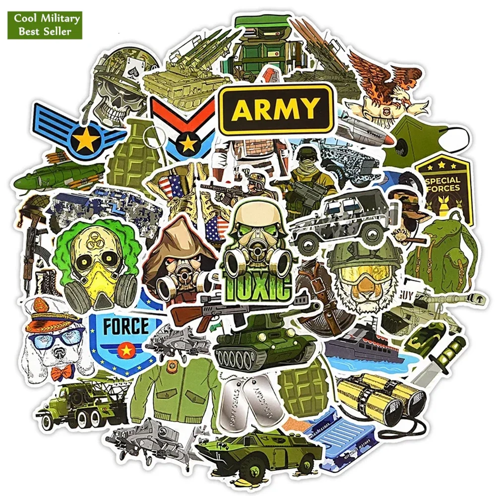 50Pcs Military Stickers and Decals Army Stickers Cool Military Helmet Stickers Tactical Stickers for Laptop Luggage Computer Car