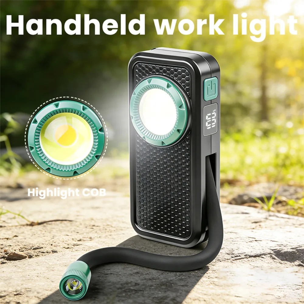 New Magnetic Work Light with Pen Clip Bendable Hose USB Rechargeable Digital Power Display Flashlight for Outdoor Inspection view 5
