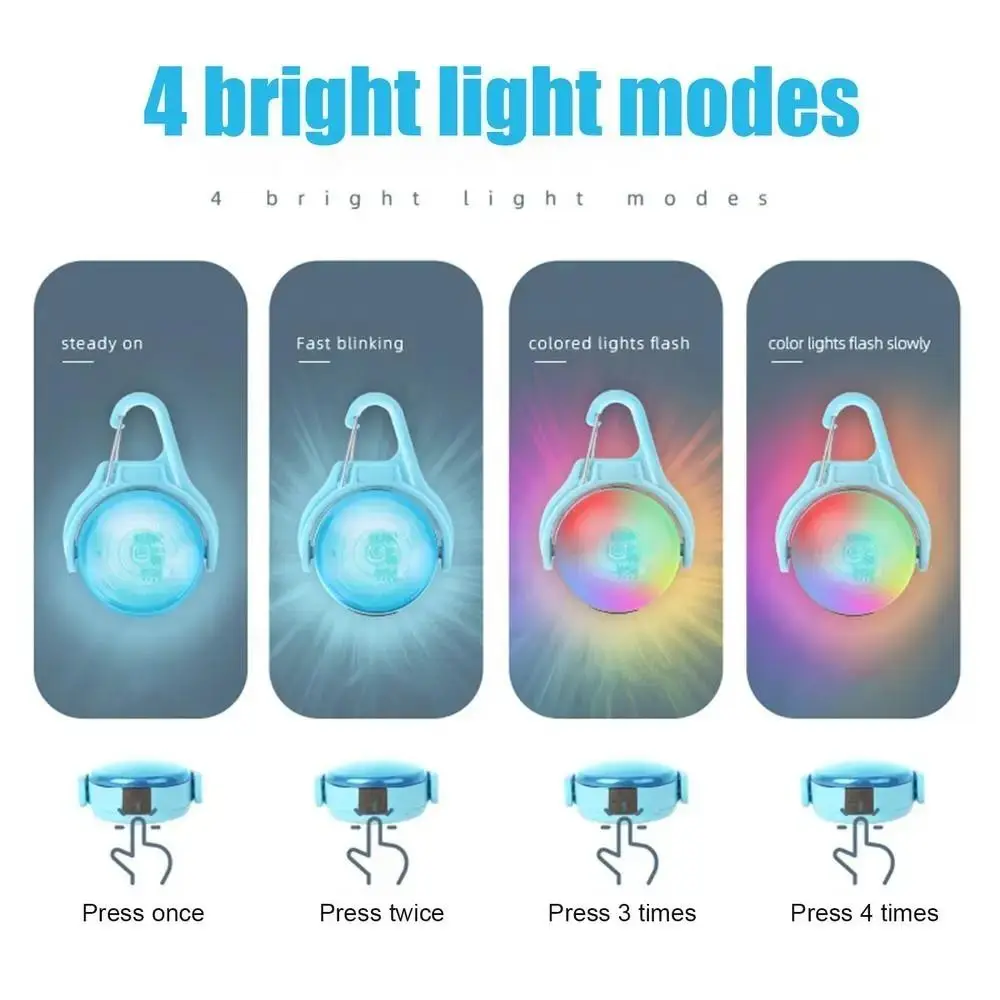 RGB Color Changing Led Dog Collar Light USB Rechargeable Colorful Pet Anti-lost Pendant 4 Modes 360° rotation