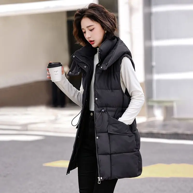 

Новинка 2026, высококачественный зимний пуховый хлопковый жилет с капюшоном, женские утепленные парки без рукавов, женский жилет, пальто, женские топы