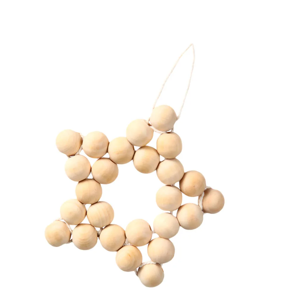 

1Pcs Pentagram Wood Beads Decor Khaki Creative Home Wall Hanging Room Ornament Indoor Wood Bead Pendant Decoration