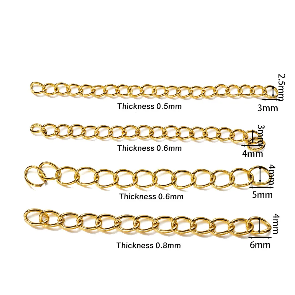 50 stuks roestvrij staal 5 cm gelaste verlengketting gouden ketting armband extender staartkettingen voor doe-het-zelf sieraden maken benodigdheden