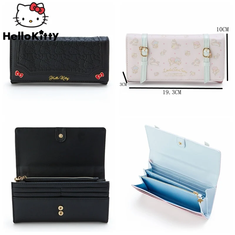 Sanrio Olá Kitty PU Couro Longas Carteiras Para As Mulheres Y2k Moda Zipper Dinheiro De Luxo Clipes Embreagens Elegantes Nova Bolsa Dos Desenhos