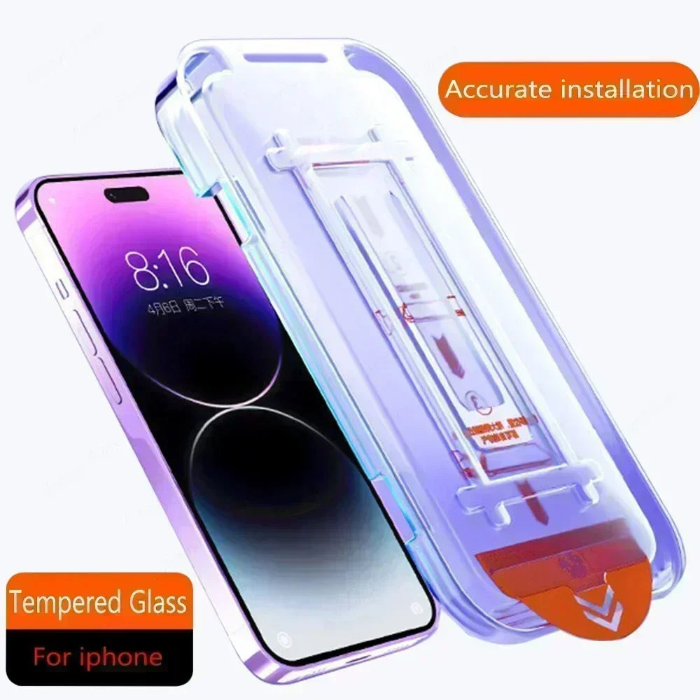 8K High End Tempered Glass For IPhone 15 14 13 12 11 Pro Max XS Max XR 14 Plus Screen Protector With Alignment Mounting Cover