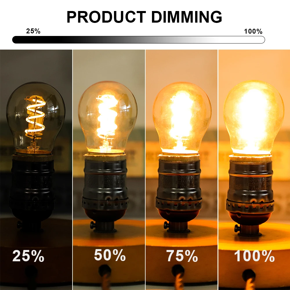 Vintage Edison spiralna żarówka żarówka E27 220V 110V 3W G45 z przyciemnianiem bursztynowe zamienniki żarówek do żyrandola dekoracyjne Lightin