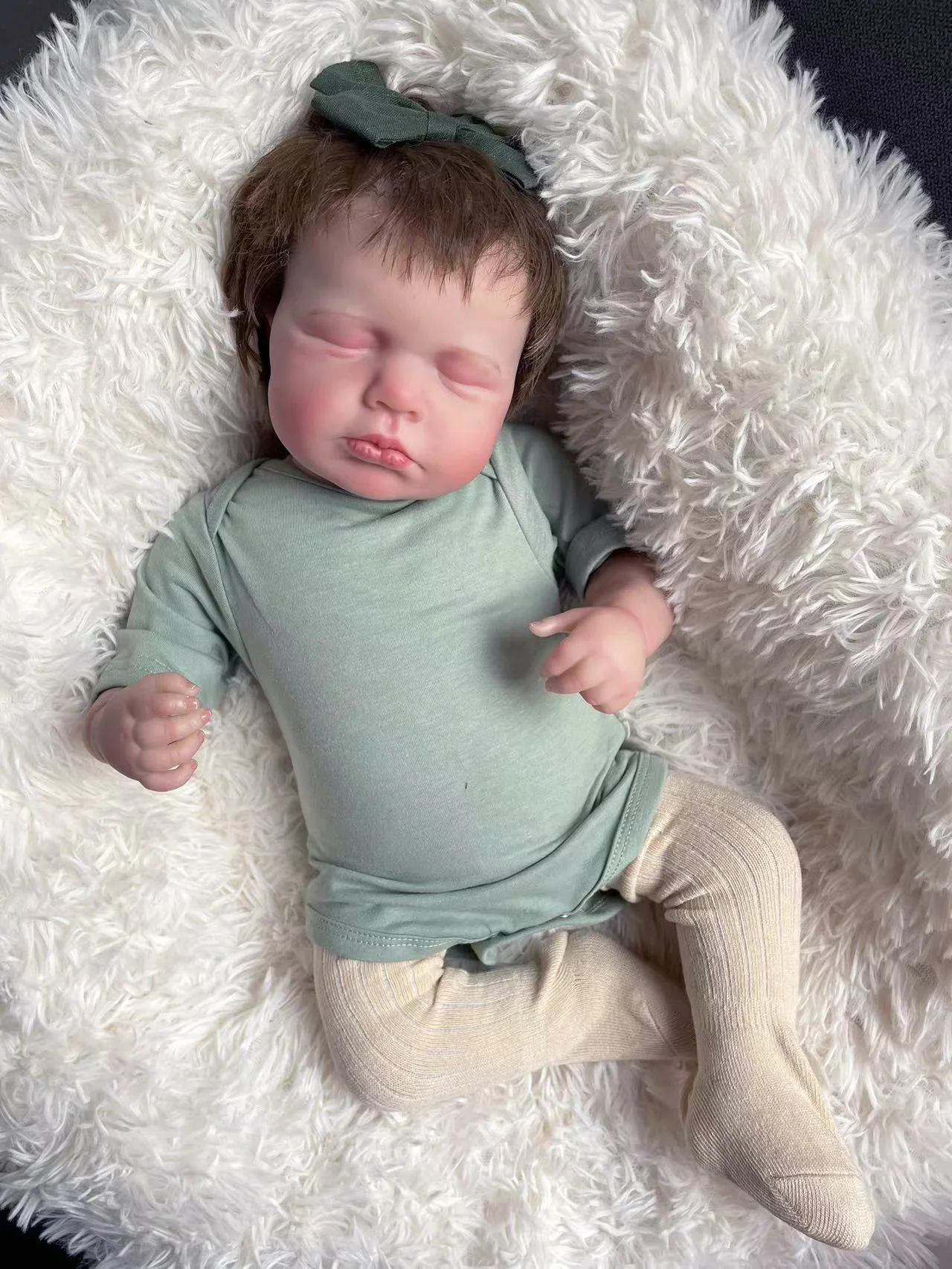 

19inch Loulou Sleeping Newborn Baby Doll Handmade Lifelike Reborn Soft Touch Cuddly Doll with 3D Painted Skin Visible Veins