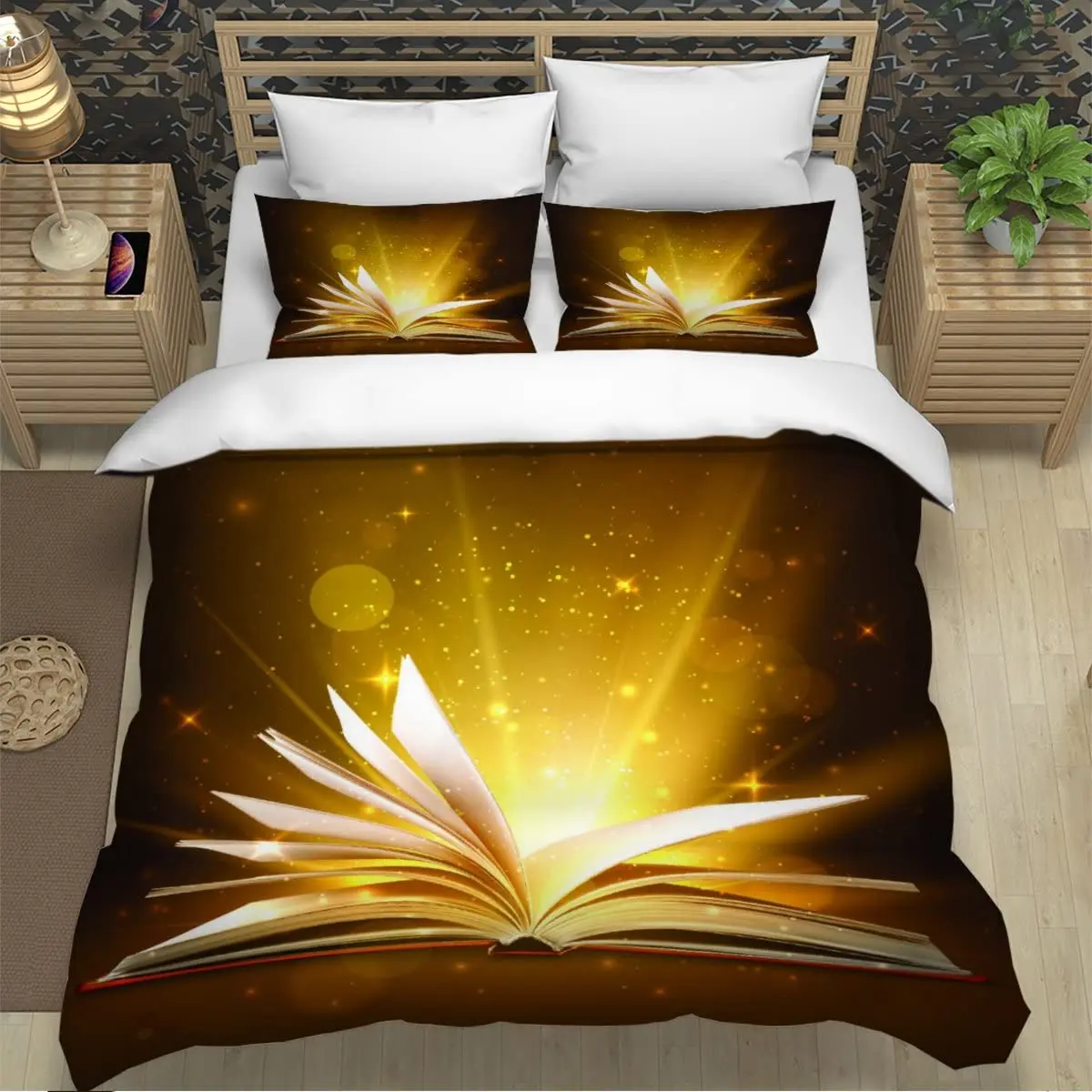Magic Book Duvet Cover Set Vintage Book Comforter Cover Full Queen Mysterious Aesthetic Bedding Set for Boys Girls Bedroom Decor