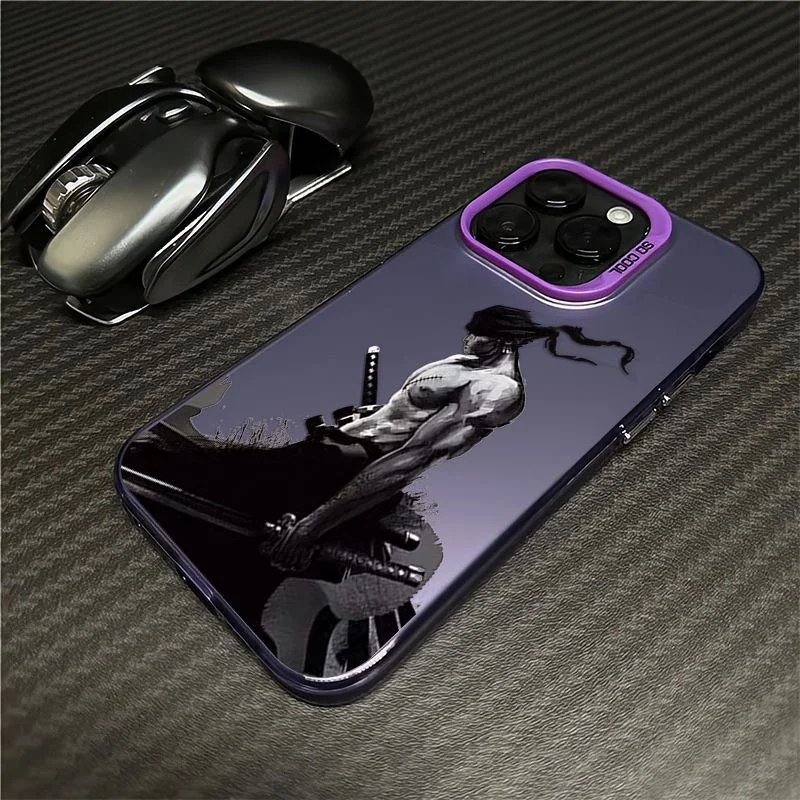 Japan Anime One Piece Phone Case for iPhone 11 12 13 14 15 16 17 Pro Max Plus Three blade flow Zoro Blindfold Shockproof Cover view 2