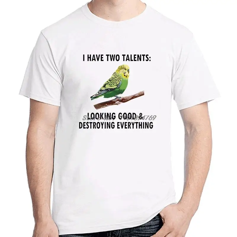 Lover Parakeet Bird Budgerigar Fashion Graphic T Shirts Summer Cotton Short Sleeve T-Shirt Tees Tops New Shirts And T-Shirts