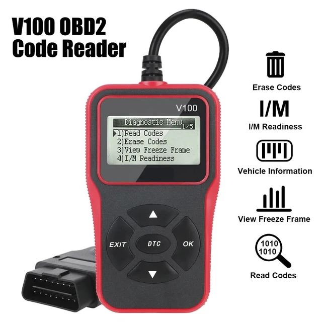 V100 obd2コードリーダーeobd obd 2スキャナー車診断ツールデジタルディスプレイユニバーサル16ピンプラグアンドプレイ12v -  AliExpress