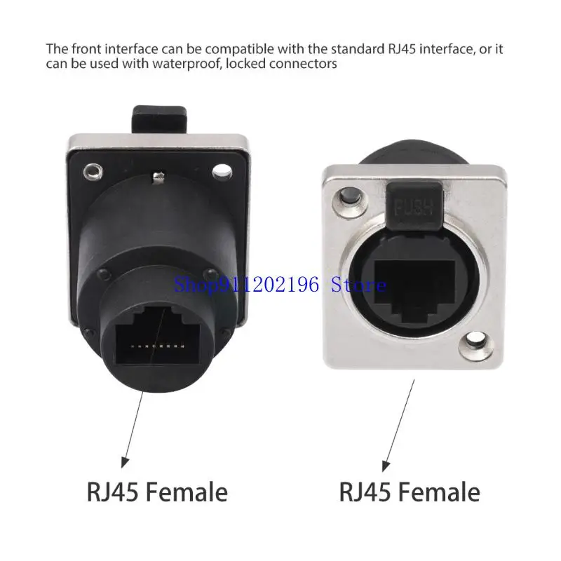 P82A RJ45 แผงติดตั้ง coupler พร้อมอินเตอร์เฟสล็อค 180/90 องศาความสมบูรณ์ cat5/cat6 สายเคเบิล abs โลหะ