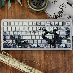 130 Keys Moon Night Cherry Profile Dye Sub PBT Keycaps Side-lit Shine Through Keycaps for MX Switches Mechanical Gaming Keyboard