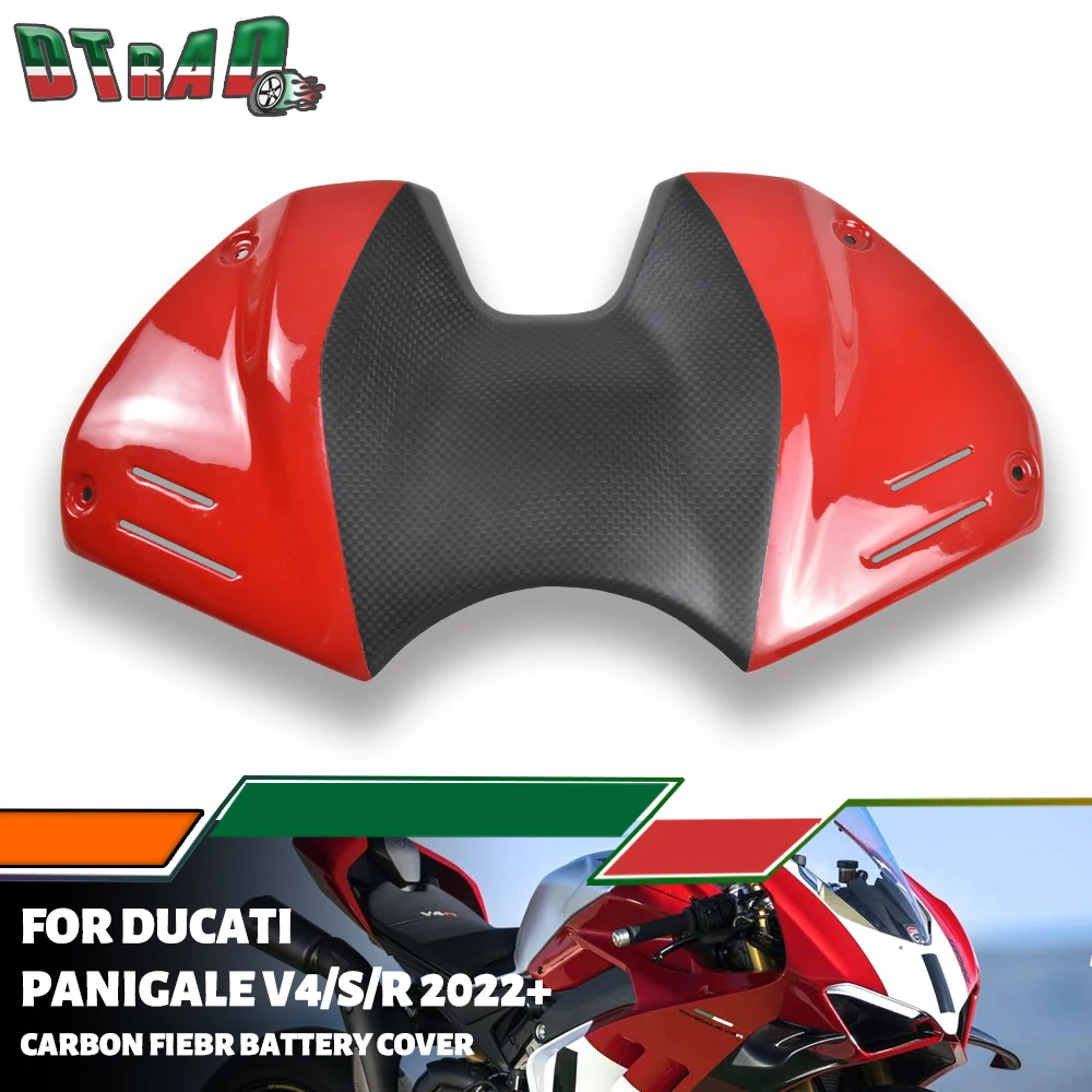 

Красная крышка аккумуляторного отсека из углеродного волокна для мотоцикла DUCATI Panigale V4 V4S V4R 2022 2023 2024, комплект передних крышек бака, защитный обтекатель